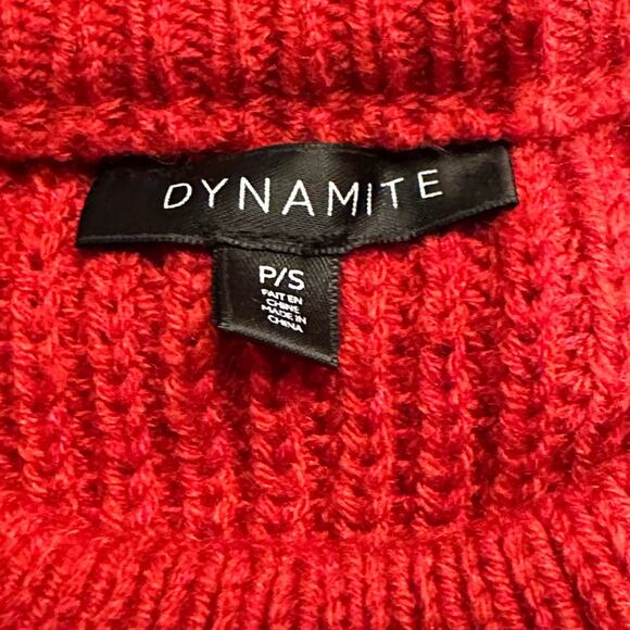 Dynamite Womens Size Small Red Crewneck Long Sleeve Sweater Shirttail Bottom - Picture 3 of 6